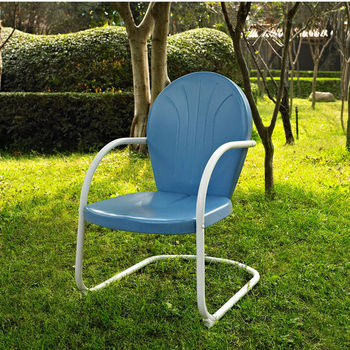 Crosley Furniture Griffith Metal Chair in Sky Blue Finish