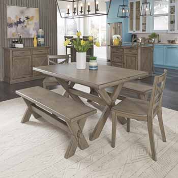 Flexsteel Mountain Lodge Rectangular Multi Colored Gray 5 Piece Dining Table Bench And Chair Set By Home Styles Kitchensource Com