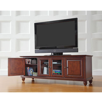 Crosley Furniture Cambridge 60" Low Profile TV Stand in Vintage Mahogany Finish