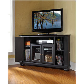 Crosley Furniture Alexandria 48" Corner TV Stand in Black Finish