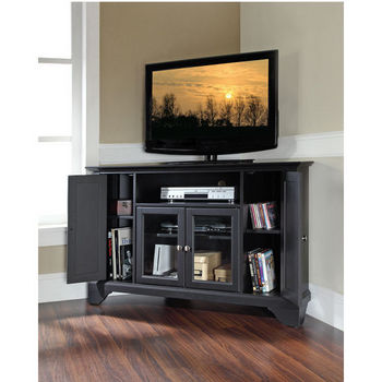 Crosley Furniture LaFayette 48" Corner TV Stand in Black Finish