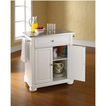 Crosley Furniture Alexandria Stainless Steel Top Portable Kitchen Island in White Finish