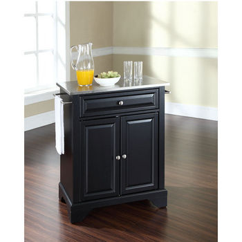 Crosley Furniture LaFayette Stainless Steel Top Portable Kitchen Island in Black Finish