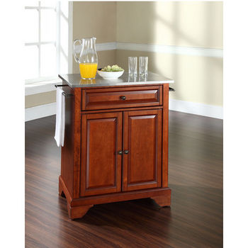Crosley Furniture LaFayette Stainless Steel Top Portable Kitchen Island in Classic Cherry Finish