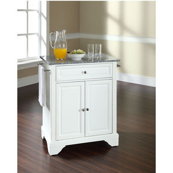 Crosley Furniture LaFayette Solid Granite Top Portable Kitchen Island in White Finish