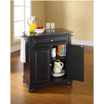 Crosley Furniture Alexandria Solid Black Granite Top Portable Kitchen Island in Black Finish