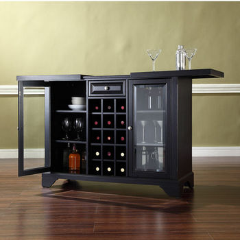 Crosley Furniture LaFayette Sliding Top Bar Cabinet in Black Finish