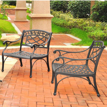 Crosley Furniture Sedona 2 Piece Cast Aluminum Outdoor Conversation Seating Set - 2 Club Chairs Black Finish