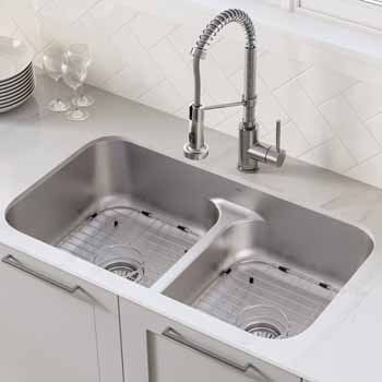 Details about   32-1/2" Undermount 50/50 Double Bowl Kitchen Sink Stainless Steel w/ Accessories 