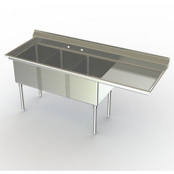 Aero NSF 3 Compartment Deluxe Sinks, Right Hand Drainboard