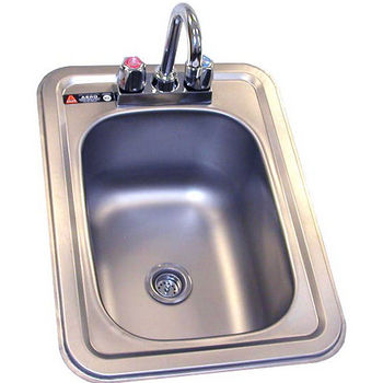 Aero stainless steel hand sink with faucet. Drop-in, stainless steel