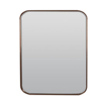 Afina Curve Collection 24" W X 30" H Rectangle Stainless Steel Decorative Mirror with Curved Corners in Polished or Brushed Stainless Steel