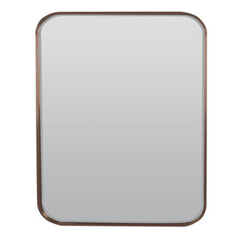 Afina Curve Collection 30" W X 36" H Rectangle Stainless Steel Decorative Mirror with Curved Corners in Polished or Brushed Stainless Steel