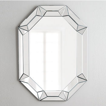 Afina Modern Luxe Collection Octagon Contemporary Openwork Mirrored Glass Decorative Wall Mirror, 28'' W x 42'' H