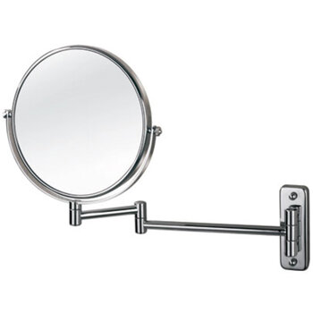 Afina Cosmetic Mirror Collection 8" Diameter Round 360° Swivel Wall Mount Makeup Double Sided Mirror with Extending Arm, Polished Chrome