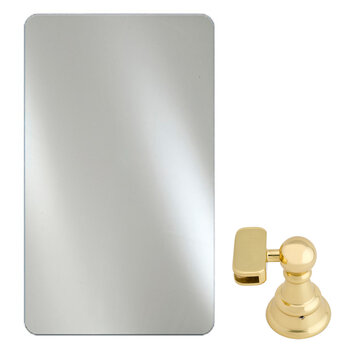 Afina Radiance Frameless Vertical Hung Rectangular Polished Radius Edge Bathroom Mirror w/ Polished Brass Traditional Brackets