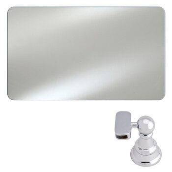 Afina Radiance Frameless Horizontal Hung Rectangular Polished Radius Edge Bathroom Mirror w/ Polished Chrome Traditional Brackets