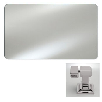 Afina Radiance Frameless Horizontal Hung Rectangular Polished Radius Edge Bathroom Mirror w/ Polished Nickel Contemporay Brackets