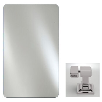 Afina Radiance Frameless Vertical Hung Rectangular Polished Radius Edge Bathroom Mirror w/ Polished Nickel Contemporay Brackets