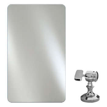 Afina Radiance Frameless Vertical Hung Rectangular Polished Radius Edge Bathroom Mirror w/ Polished Nickel Transitional Brackets