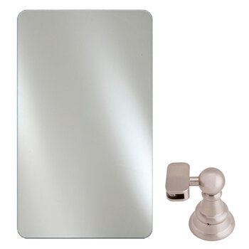 Afina Radiance Frameless Vertical Hung Rectangular Polished Radius Edge Bathroom Mirror w/ Satin Nickel Traditional Brackets