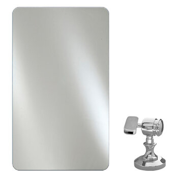 Afina Radiance Frameless Vertical Hung Rectangular Polished Radius Edge Bathroom Mirror w/ Satin Nickel Transitional Brackets