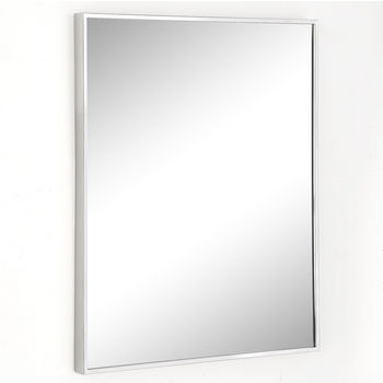 Afina Urban Steel Rectangle Wall Mirror in Polished or Brushed Stainless Steel in Multiple Sizes with 3/8'' Wide Frame