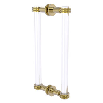 Allied Brass Clearview Collection 12'' Back to Back Shower Door Pull with Dotted Accents in Unlacquered Brass