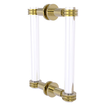 Allied Brass Clearview Collection 8'' Back to Back Shower Door Pull with Dotted Accents in Unlacquered Brass