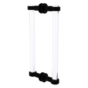Allied Brass Clearview Collection 12'' Back to Back Shower Door Pull with Grooved Accents in Matte Black
