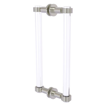 Allied Brass Clearview Collection 12'' Back to Back Shower Door Pull with Grooved Accents in Satin Nickel