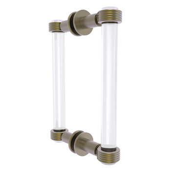 Allied Brass Clearview Collection 8'' Back to Back Shower Door Pull with Grooved Accents in Antique Brass