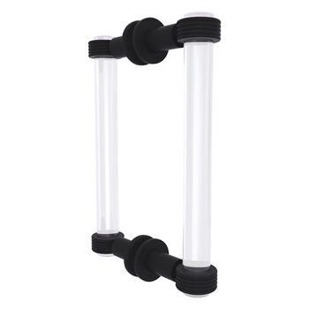 Allied Brass Clearview Collection 8'' Back to Back Shower Door Pull with Grooved Accents in Matte Black