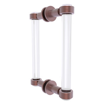 Allied Brass Clearview Collection 8'' Back to Back Shower Door Pull with Grooved Accents in Antique Copper
