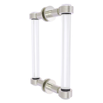 Allied Brass Clearview Collection 8'' Back to Back Shower Door Pull with Grooved Accents in Satin Nickel