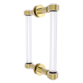 Allied Brass Clearview Collection 8'' Back to Back Shower Door Pull with Grooved Accents in Unlacquered Brass
