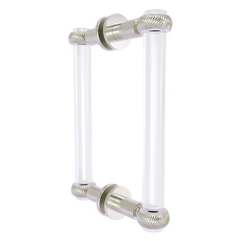Allied Brass Clearview Collection 8'' Back to Back Shower Door Pull with Twisted Accents in Satin Nickel
