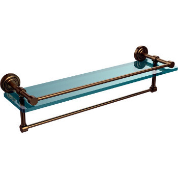 22'' Brushed Bronze Shelving with Towel Bar