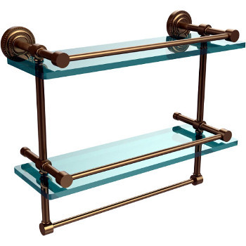 16'' Brushed Bronze Shelving With Towel Bar