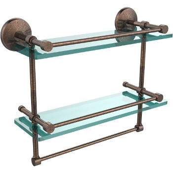 Monte Carlo Collection 16''W Gallery Double Glass Shelf with Towel Bar 
