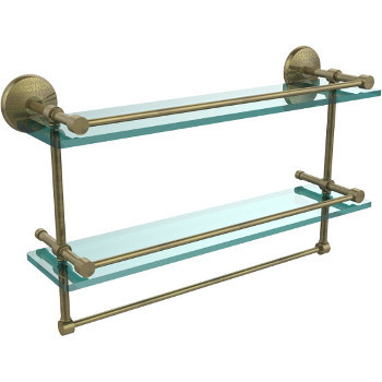 22'' Antique Brass Hardware Shelf with Towel Bar