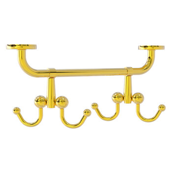 Allied Brass Mug Holders Collection Under Cabinet 4 Coffee Mug Rack in Polished Brass