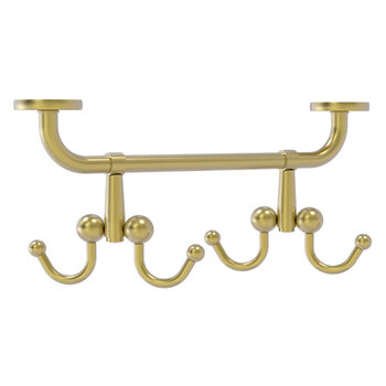 Allied Brass Mug Holders Collection Under Cabinet 4 Coffee Mug Rack in Satin Brass
