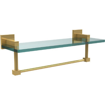 16'' Unlacquered Brass Hardware Shelf with Towel Bar