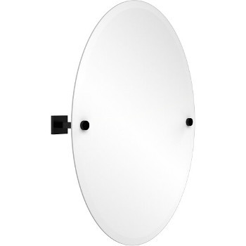 Oval Mirror with Matte Black Hardware