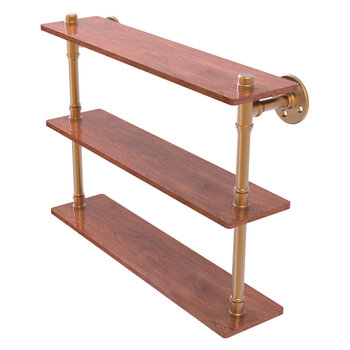 Allied Brass Pipeline Collection 22'' Ironwood Triple Shelf in Brushed Bronze