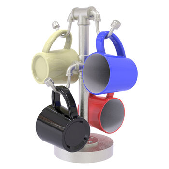 Allied Brass Pipeline Collection Countertop 4 Coffee Mug Holder in Satin Nickel