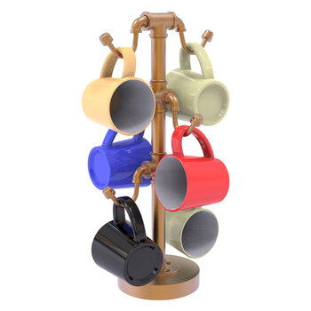 Allied Brass Pipeline Collection Countertop 6 Coffee Mug Holder in Brushed Bronze