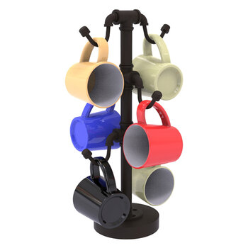 Allied Brass Pipeline Collection Countertop 6 Coffee Mug Holder in Oil Rubbed Bronze