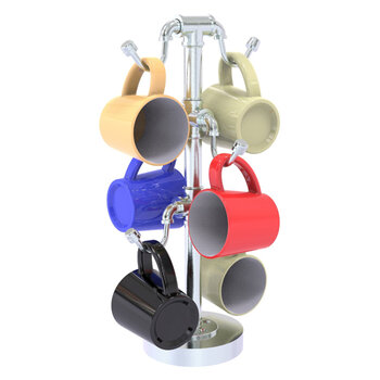 Allied Brass Pipeline Collection Countertop 6 Coffee Mug Holder in Polished Chrome